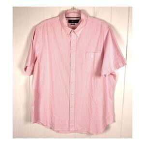 Ralph‎ Lauren Men's Pink/White SeerSucker Button Front Classic Fit Shirt SZ XXL